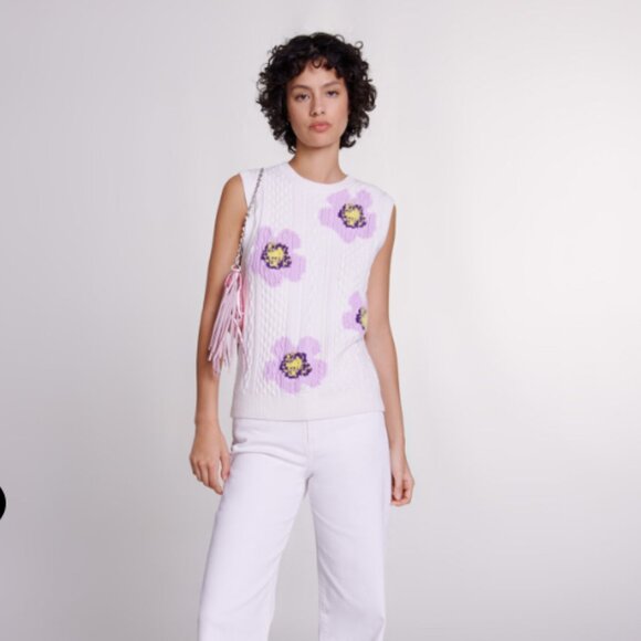 Maje Sweaters - Maje Floral Sleeveless Jumper Sweater Vest Size US Small FR 1 NWT
